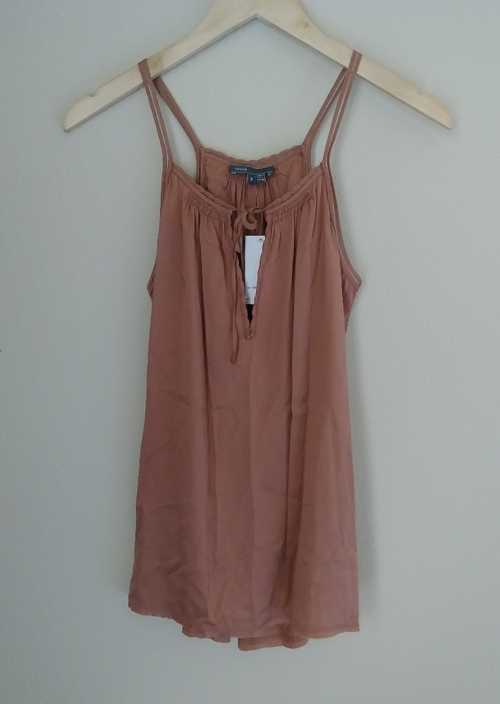 NWT Vince Tan Sleevless Silk Blouse. Size S